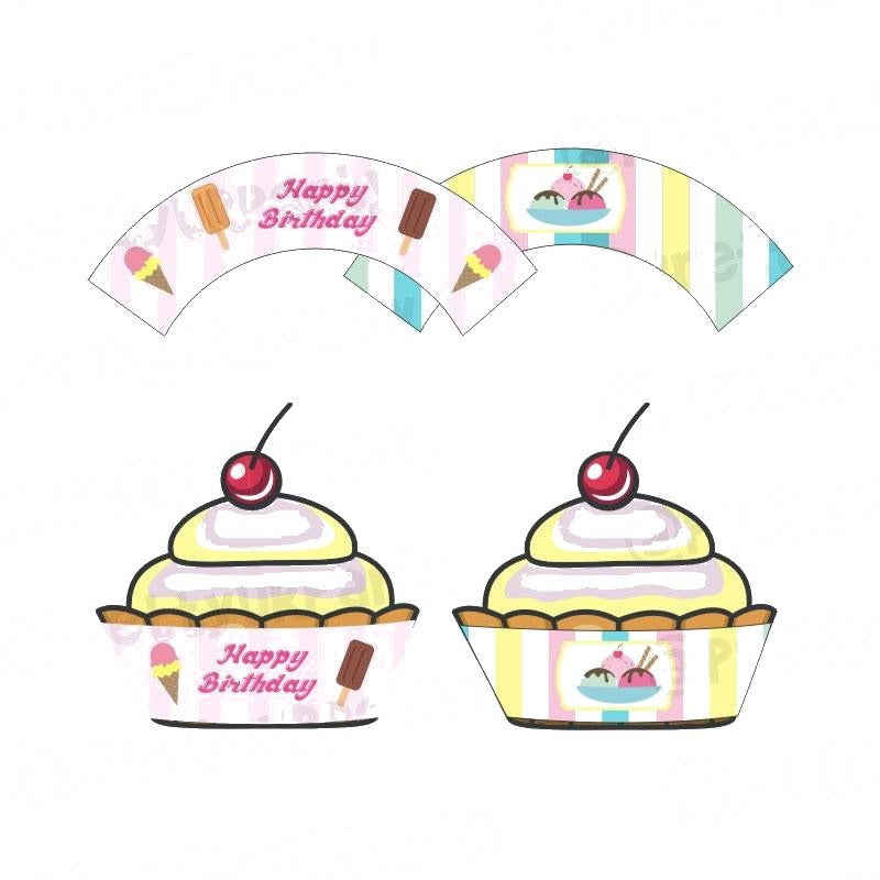 Ice Cream Theme Cupcake Wrappers