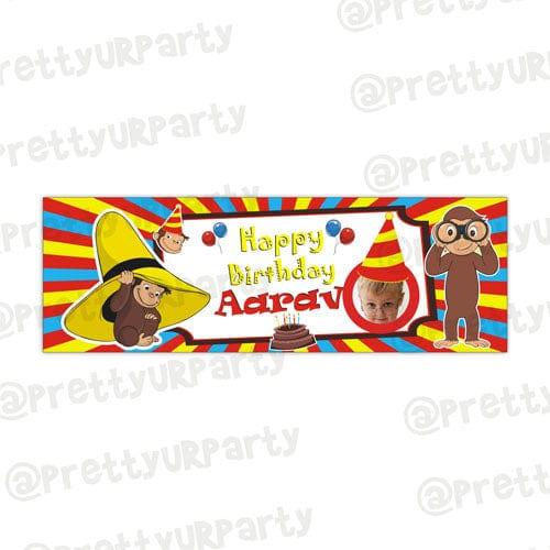 Personalized Curious George Birthday Banner 30in ALL PARTY SUPPLIES Pretty UR Party