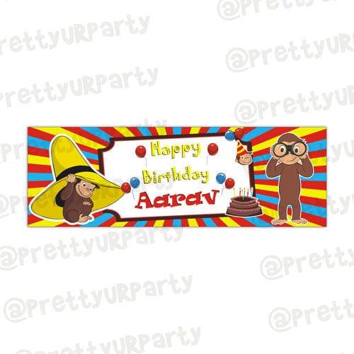 Personalized Curious George Birthday Banner 30in ALL PARTY SUPPLIES Pretty UR Party Default Title