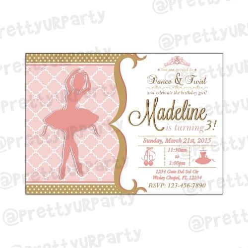 Pink and Gold Ballet Invitations