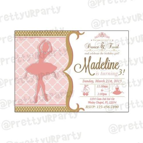 Pink and Gold Ballet E-Invitations THEME PARTIES Pretty UR Party