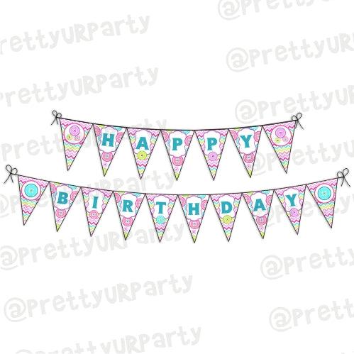 Cute As a Button Theme Bunting THEME PARTIES Pretty UR Party Default Title