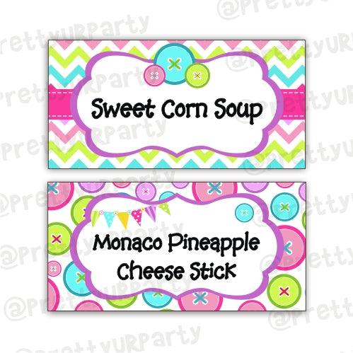 Cute As a Button Food Labels / Buffet Table Cards THEME PARTIES Pretty UR Party Default Title