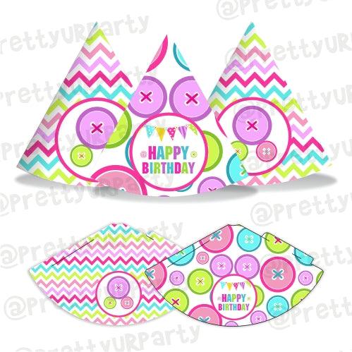 Cute As a Button Theme Hats - Pack of 10 THEME PARTIES Pretty UR Party Default Title