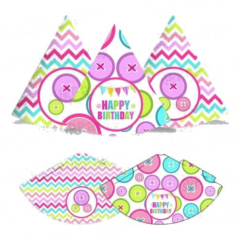Cute As a Button Theme Hats - Pack of 10