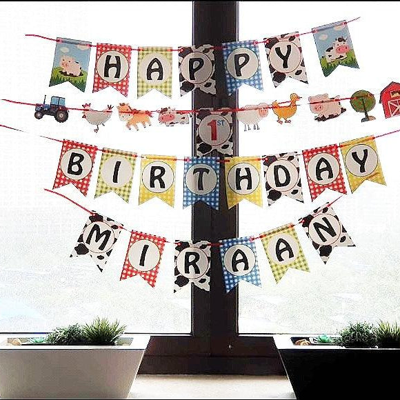 Farm Friends Bunting THEME PARTIES Pretty UR Party