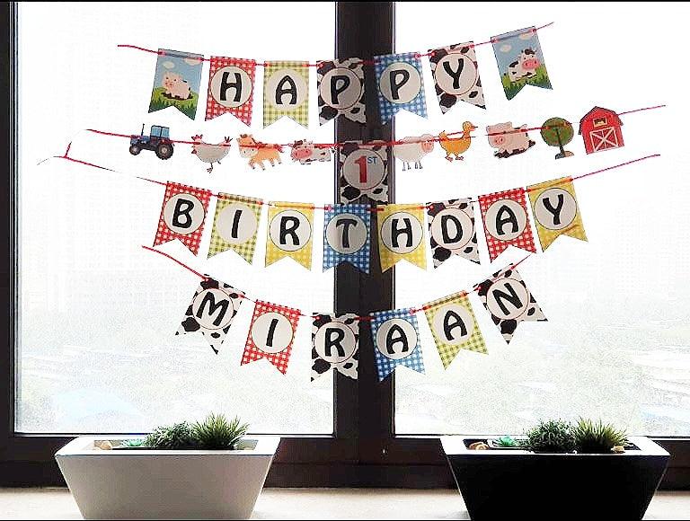 Farm Friends Bunting THEME PARTIES Pretty UR Party