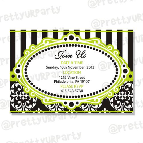 Elegant Damask E-Invitations THEME PARTIES Pretty UR Party
