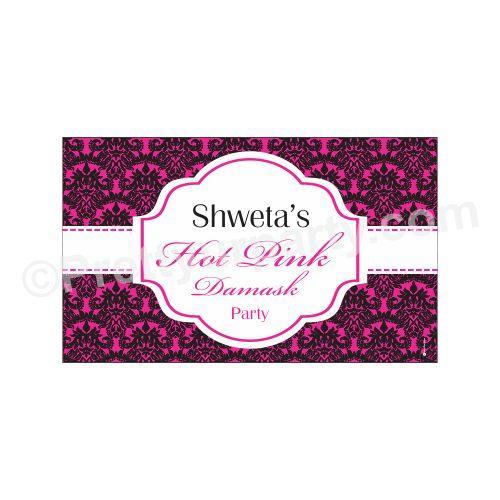 Hot Pink Damask Theme Backdrop PERSONALISED Pretty UR Party Default Title