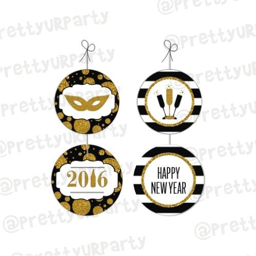 Gold and Black New Year Danglers ALL PARTY SUPPLIES Pretty UR Party Default Title