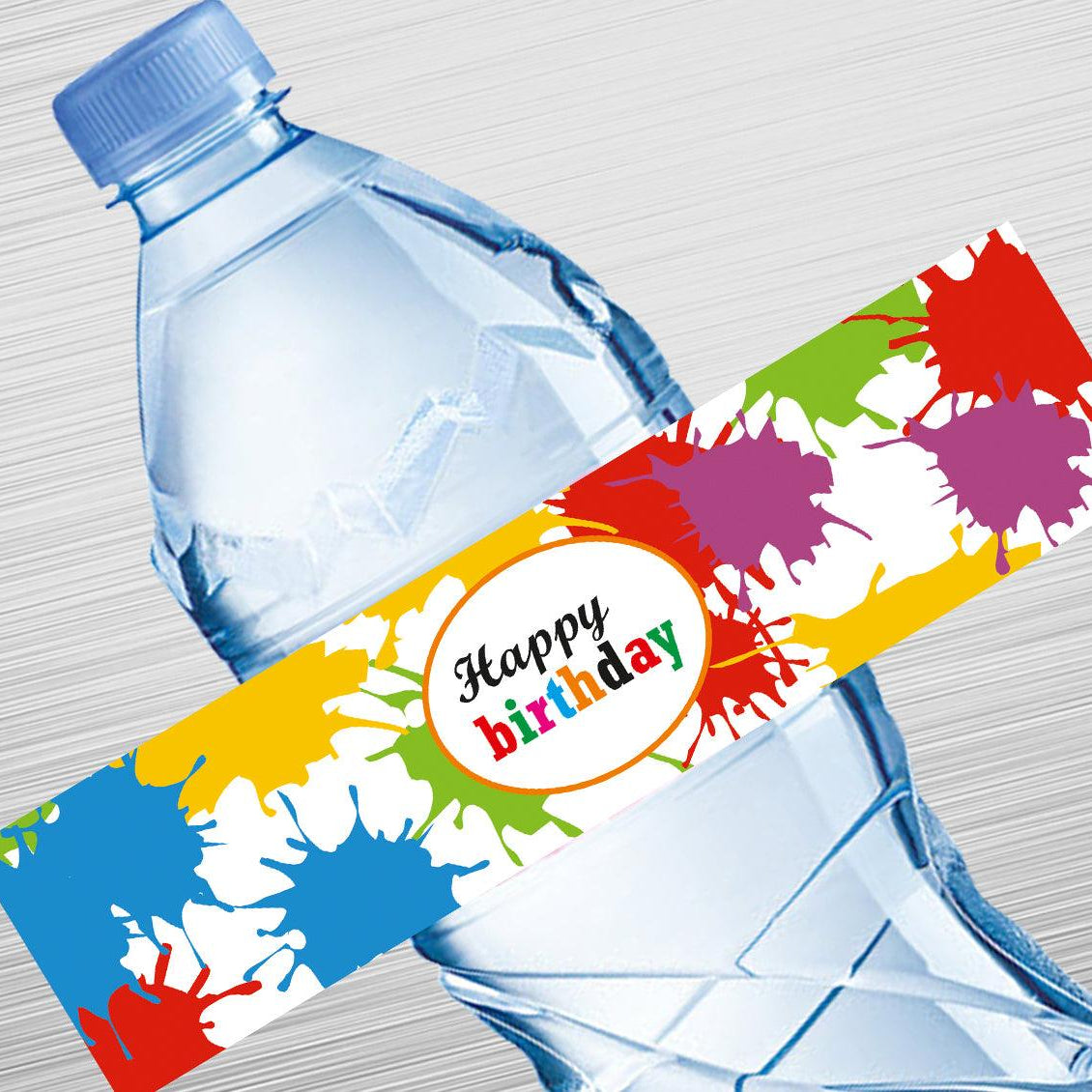 Colorful Splash Water Bottle Label GIFT FOR ALL Pretty UR Party