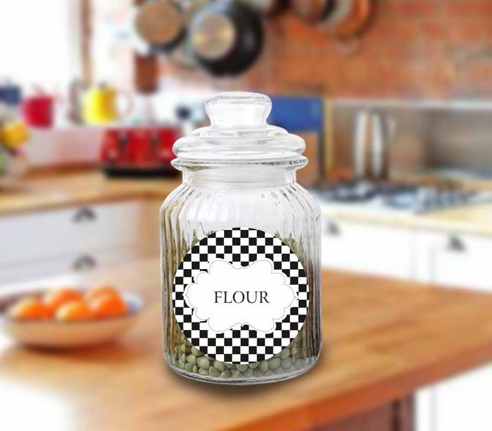 Personalized Check Design Kitchen Label (Pack of 15) GIFT FOR ALL Pretty UR Party Black