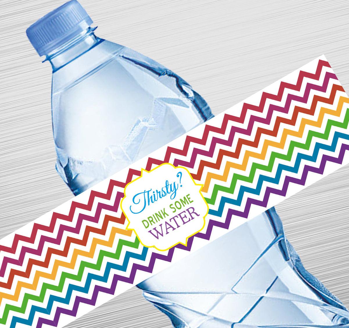 Multicolour Stripes Water Bottle Label GIFT FOR ALL Pretty UR Party Default Title