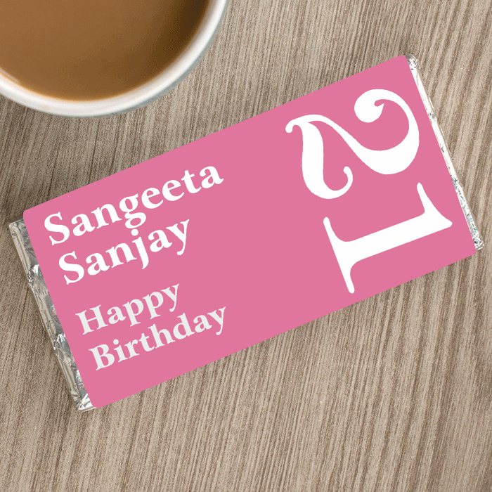 Personalised Happy Birthday Name & Date Wrapper Pink GIFT FOR ALL Pretty UR Party