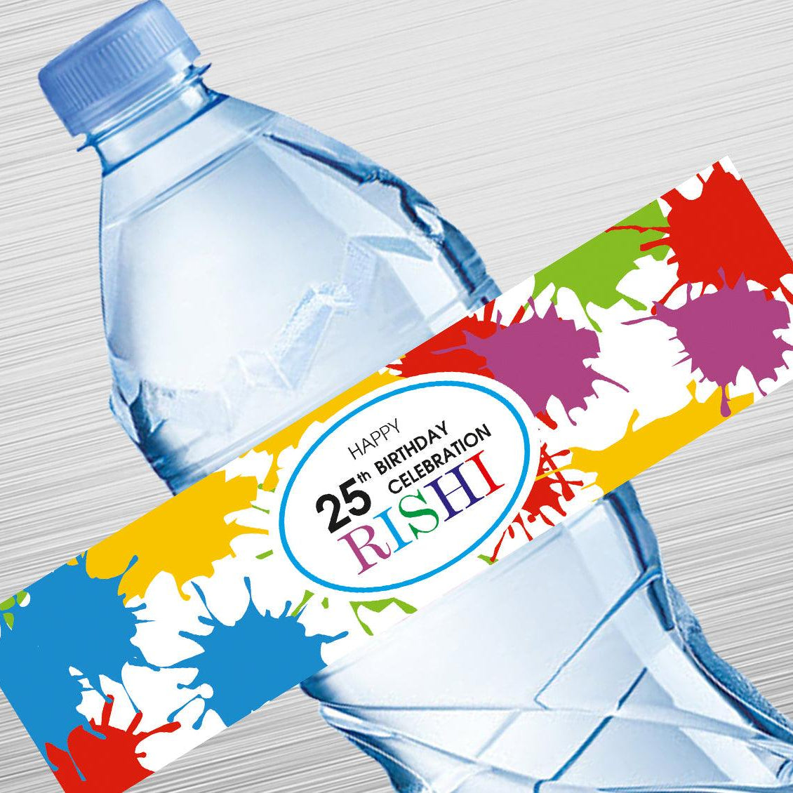 Colorful Splash Water Bottle Label GIFT FOR ALL Pretty UR Party Default Title