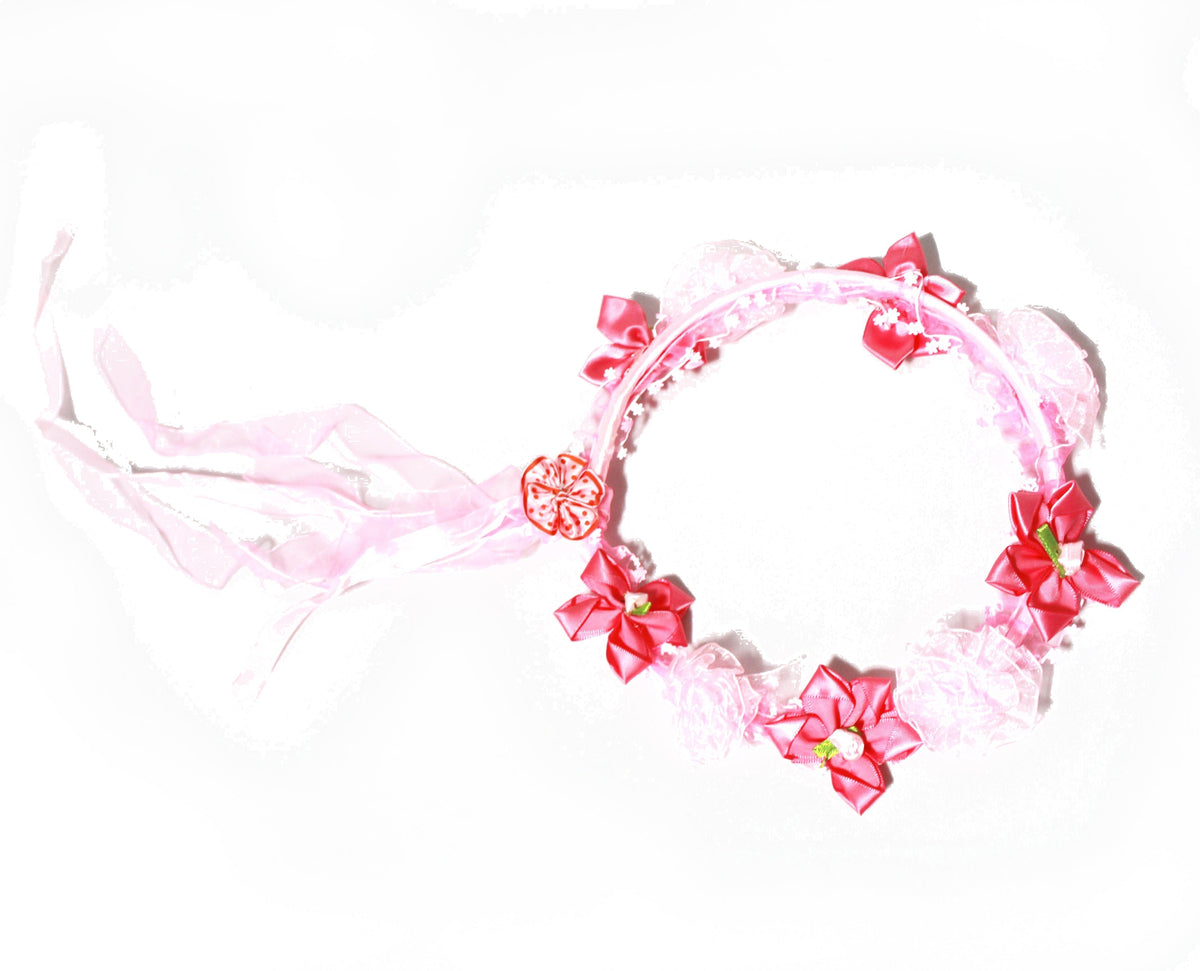 Pink Roses with Red Flower Tiara