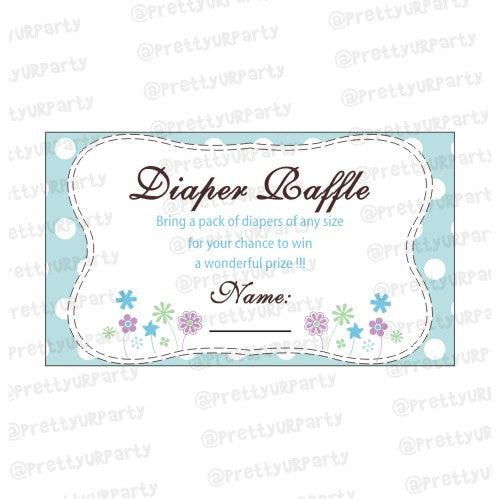Blue & purple Diaper raffle Tickets BABY SHOWER Pretty UR Party