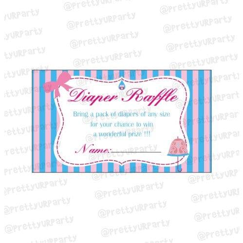 Pink & Blue Diaper raffle Tickets BABY SHOWER Pretty UR Party