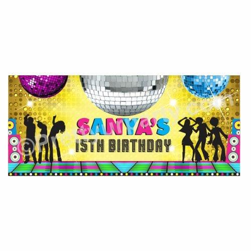 Personalized Disco Party Theme Banner 30in ALL PARTY SUPPLIES Pretty UR Party