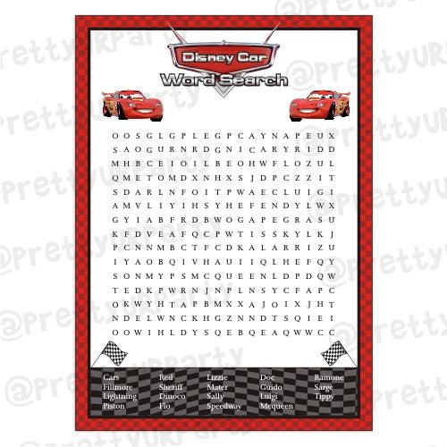 Car Word Search Game ALL PARTY SUPPLIES Pretty UR Party