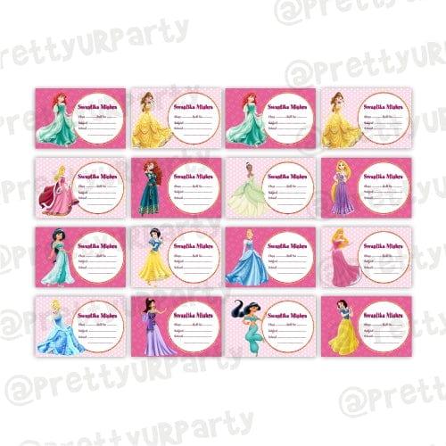 Princess Book Name Labels PERSONALISED Pretty UR Party