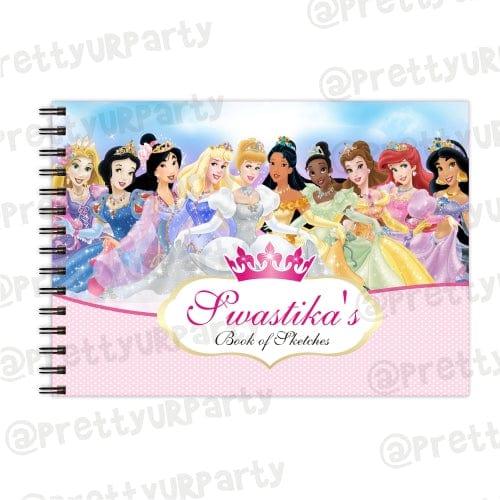 Princess themed Personalised Sketchbook PERSONALISED Pretty UR Party