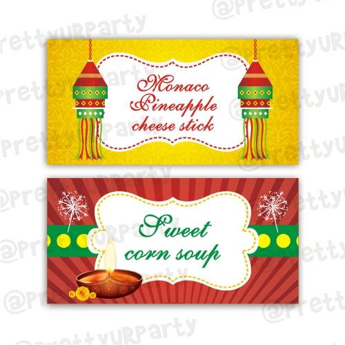 Diwali 01 Food Labels / Buffet Table Cards ALL PARTY SUPPLIES Pretty UR Party Default Title