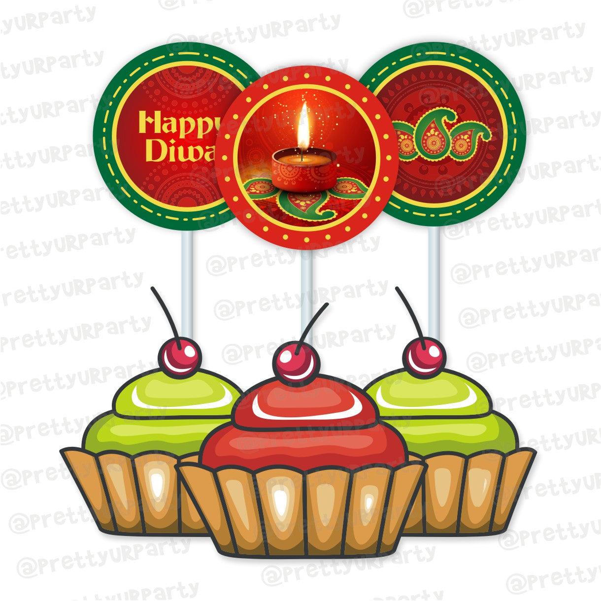 Diwali Cupcake / Food Toppers ALL PARTY SUPPLIES Pretty UR Party Default Title
