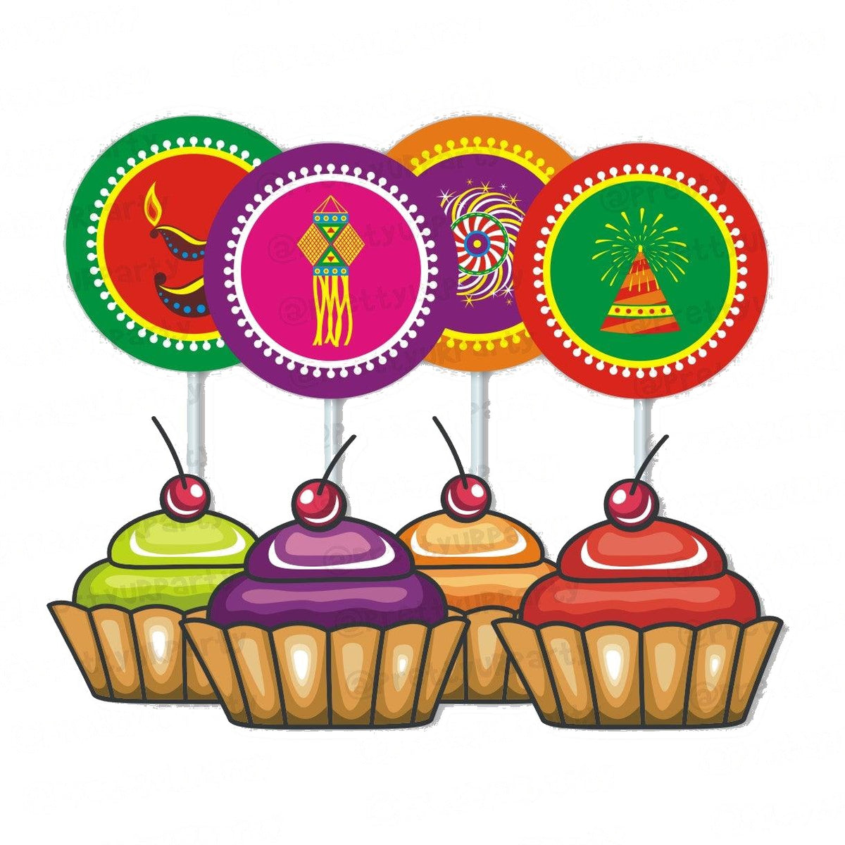 Deepawali Cupcake / Food Toppers