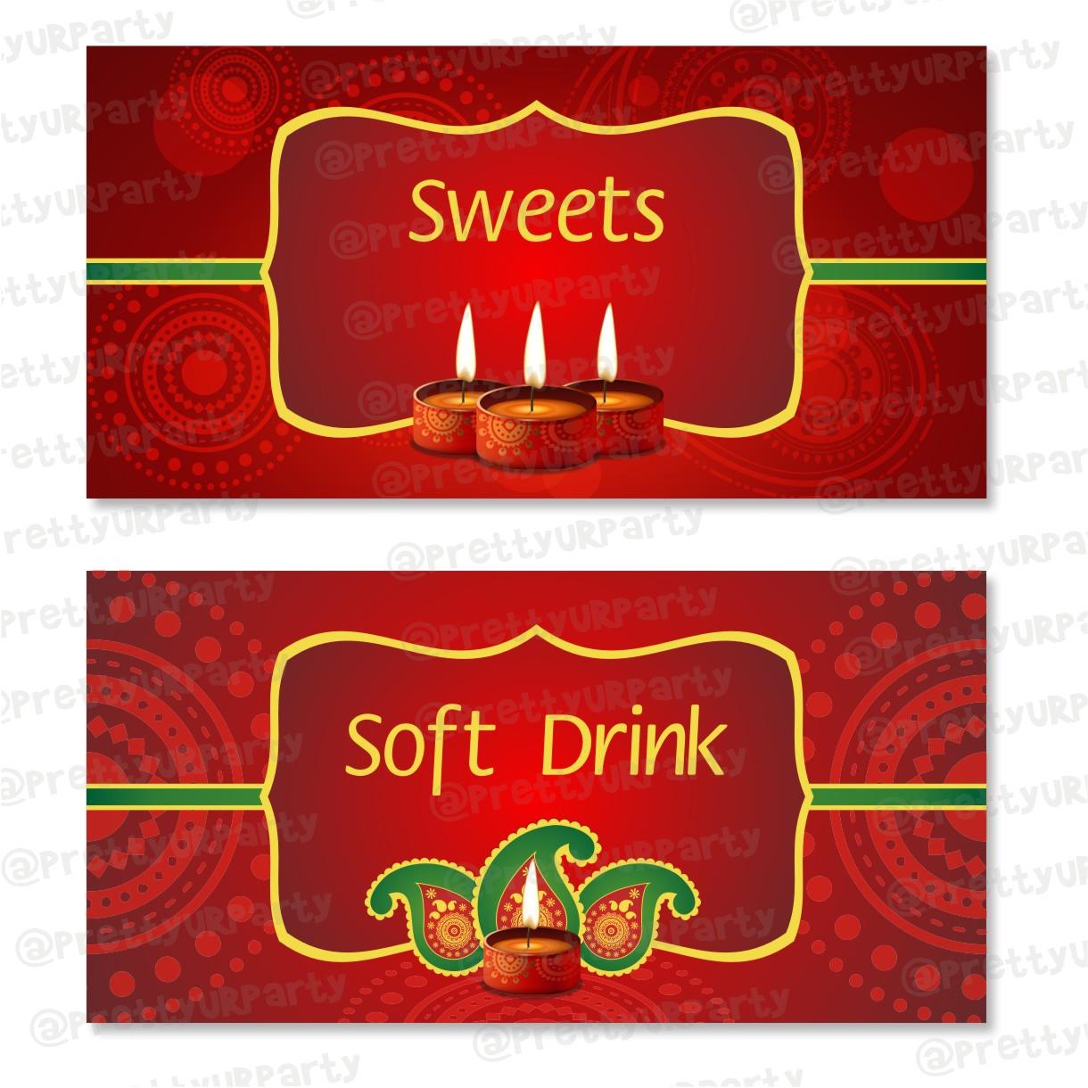 Diwali Food Labels / Buffet Table Cards ALL PARTY SUPPLIES Pretty UR Party Default Title