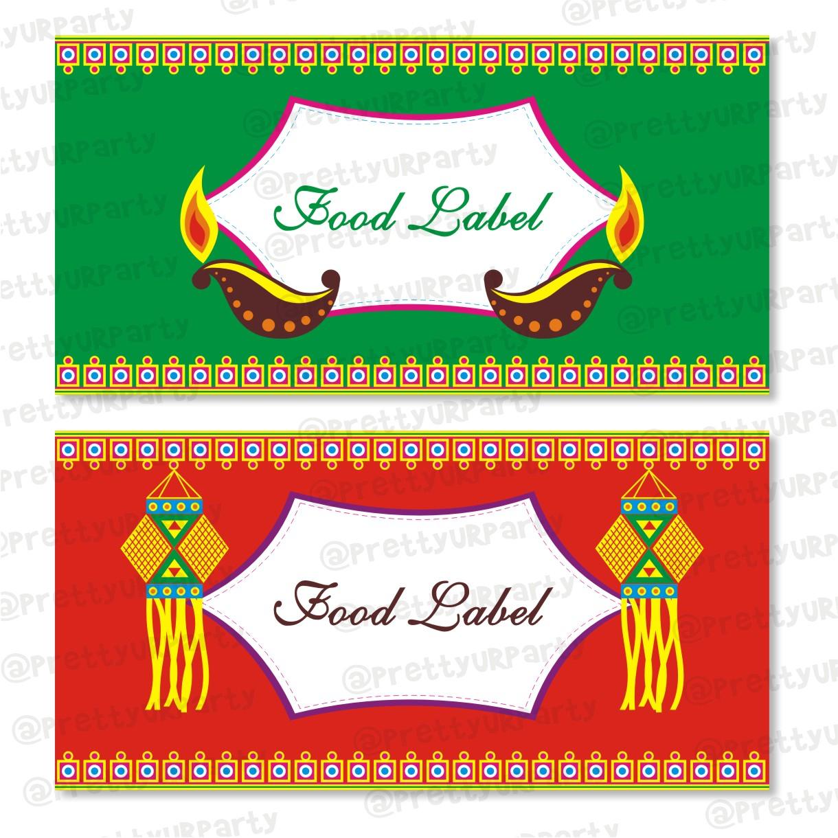 Deepawali Food Labels / Buffet Table Cards ALL PARTY SUPPLIES Pretty UR Party Default Title
