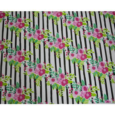 Black Stripes with Flowers Wrapping Paper (Pack of 5) ACCESSORIES Pretty UR Party