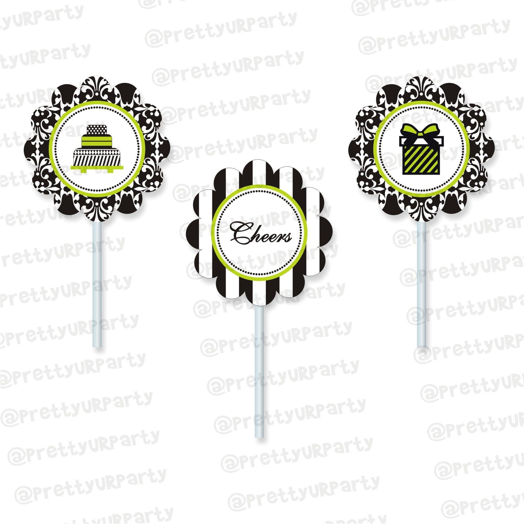 Elegant Damask Cupcake / Food Toppers THEME PARTIES Pretty UR Party Default Title