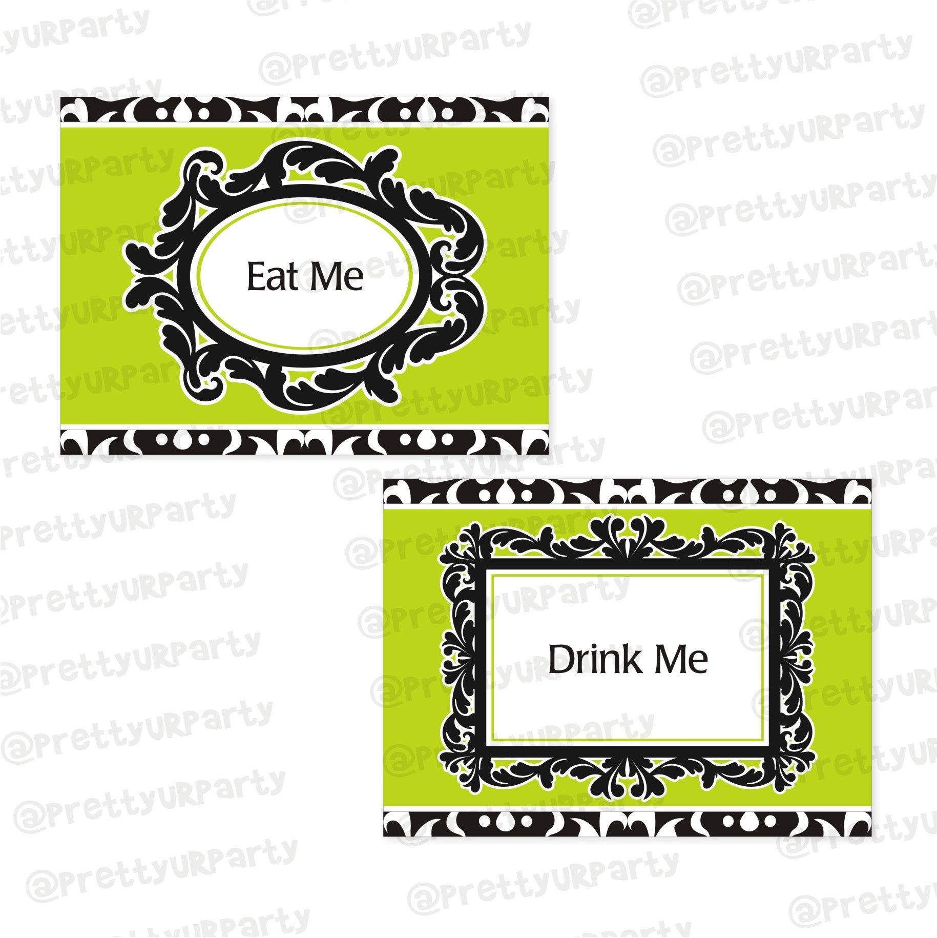 Elegant Damask Food Labels / Buffet Table Cards THEME PARTIES Pretty UR Party Default Title