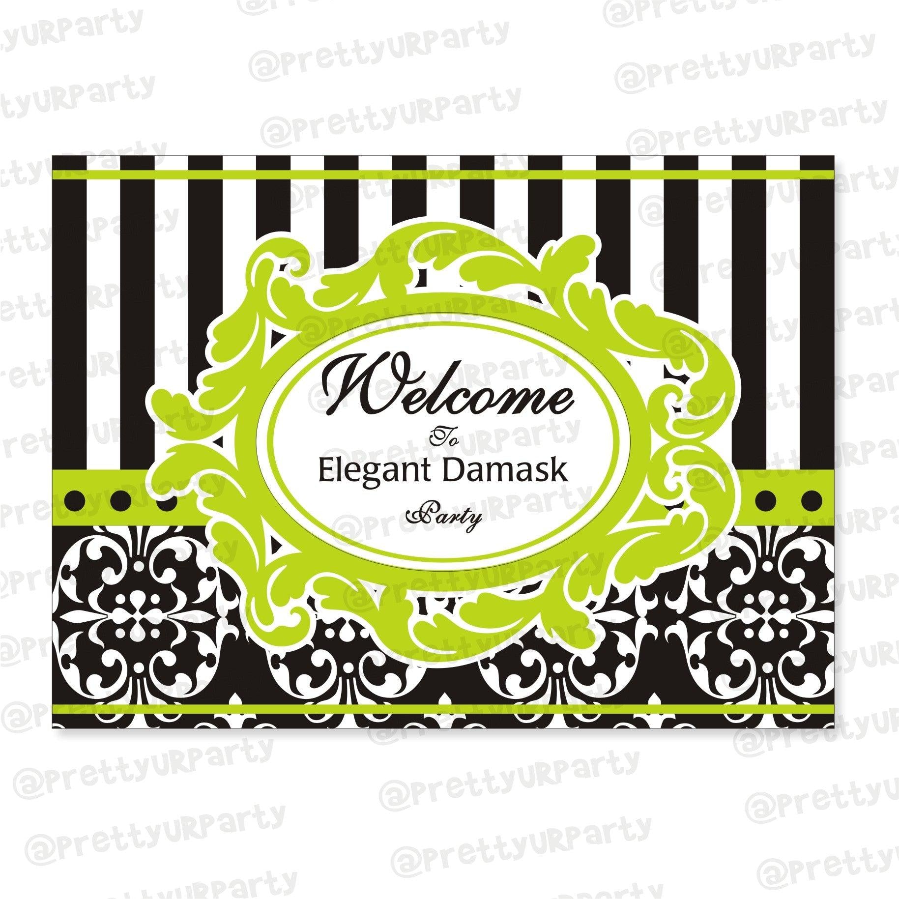Elegant Damask Entrance Banner / Door Sign THEME PARTIES Pretty UR Party Default Title