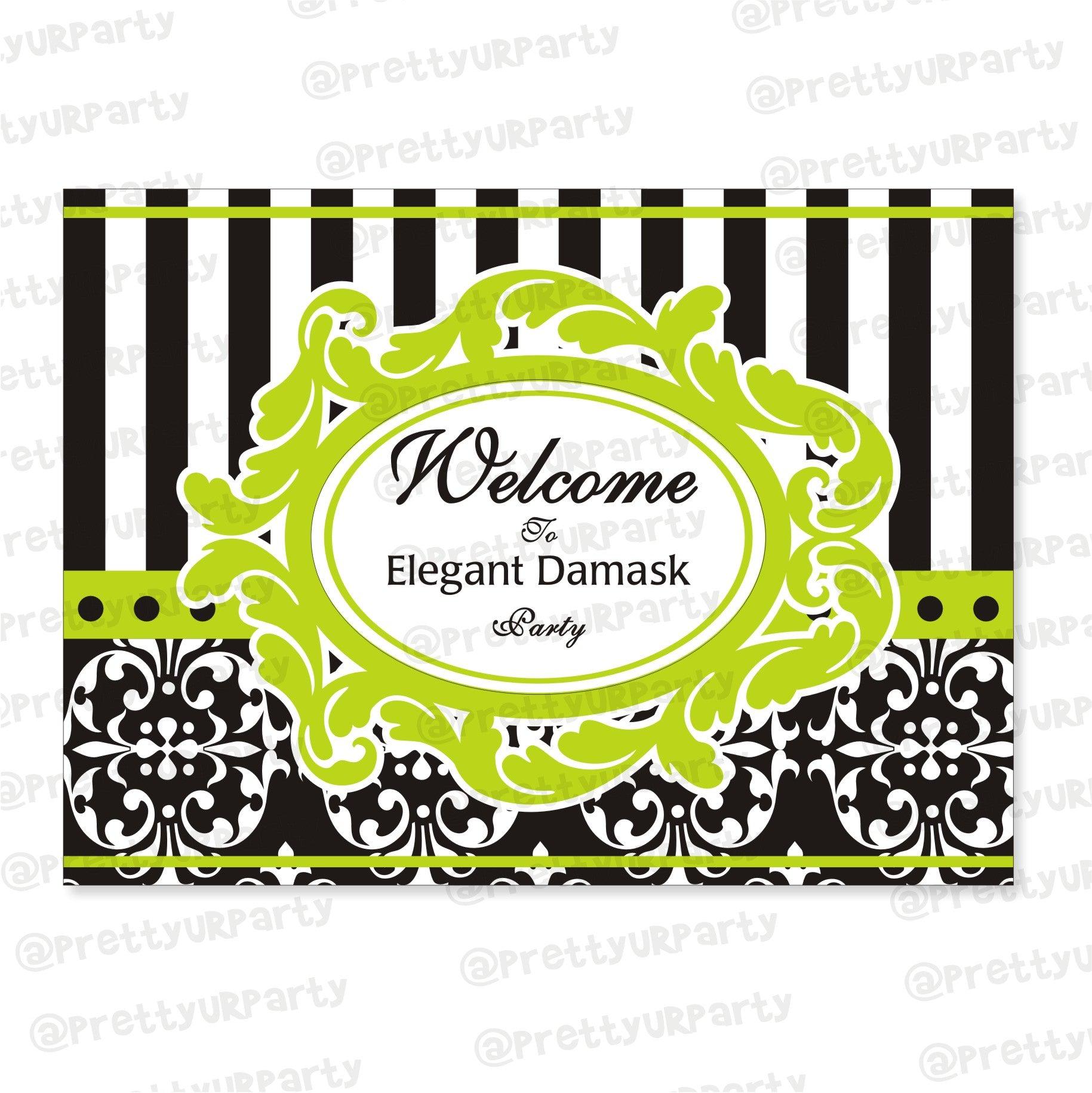 Elegant Damask Entrance Banner / Door Sign THEME PARTIES Pretty UR Party Default Title