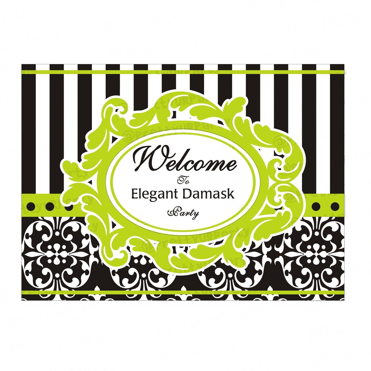 Elegant Damask Entrance Banner / Door Sign