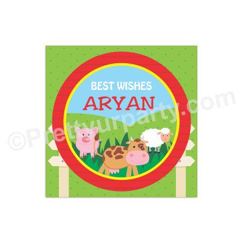 Farm Friends Best Wishes card PERSONALISED Pretty UR Party 25 Best Wishes Cards