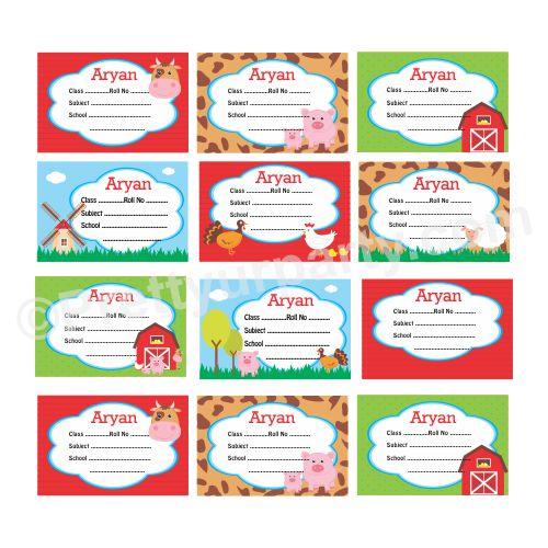 Farm Friends Name Labels PERSONALISED Pretty UR Party