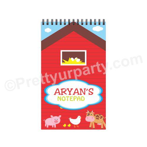 Farm Friends Note Pads PERSONALISED Pretty UR Party Size - A7