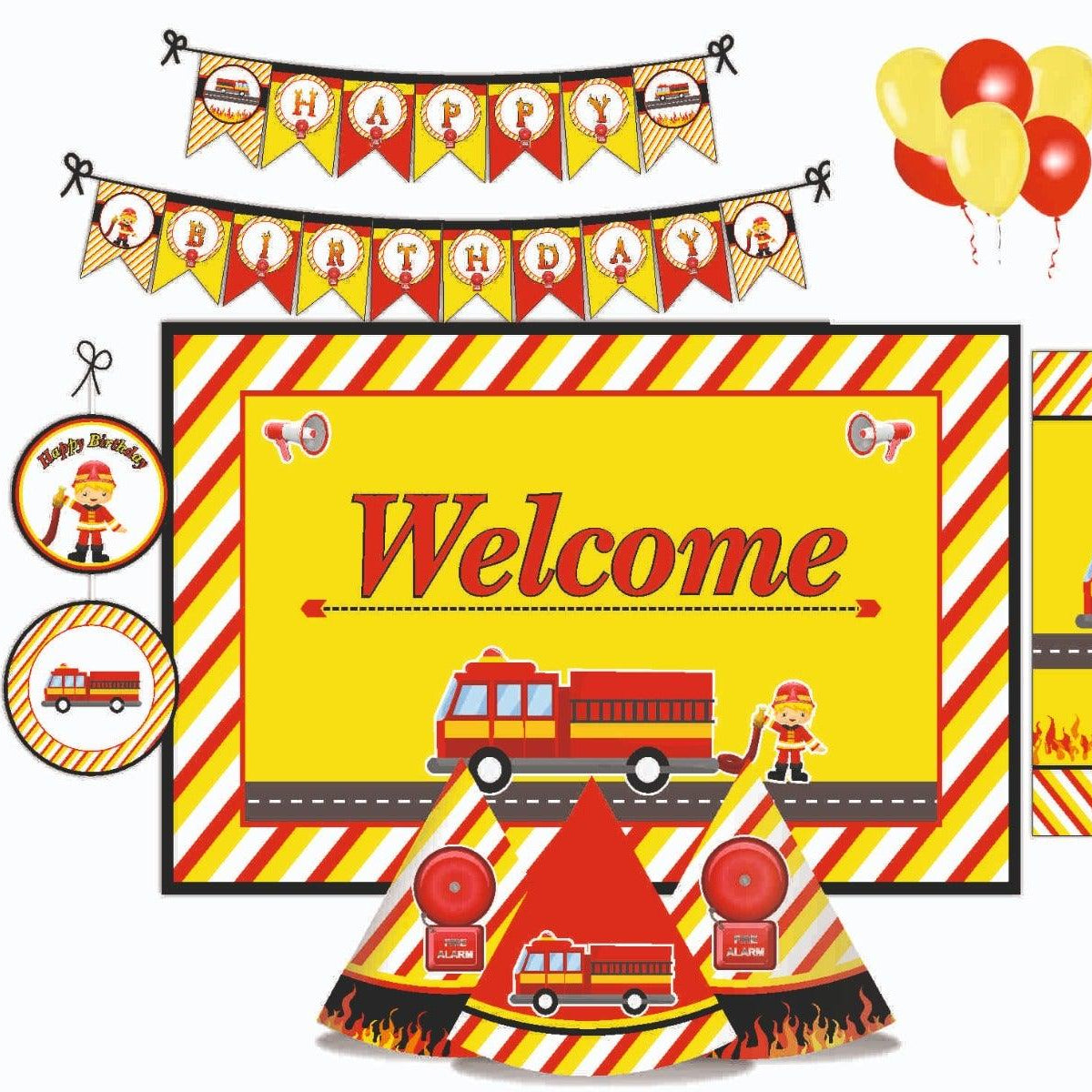 FireTruck Party Decorations Package - 70 pieces Combo BIRTHDAYS Pretty UR Party Default Title