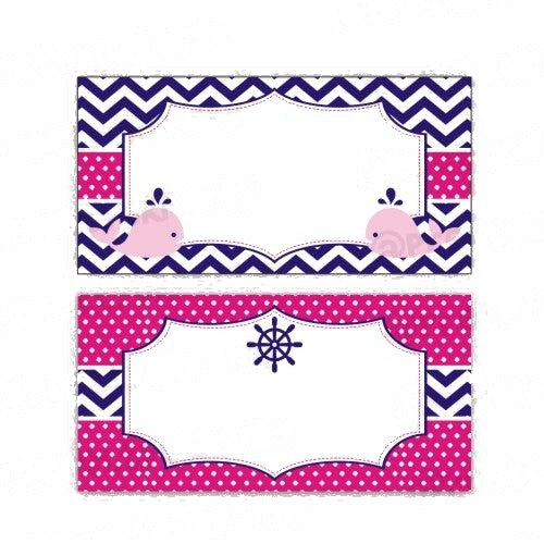 Girly Nautical Food Labels / Buffet Table Cards