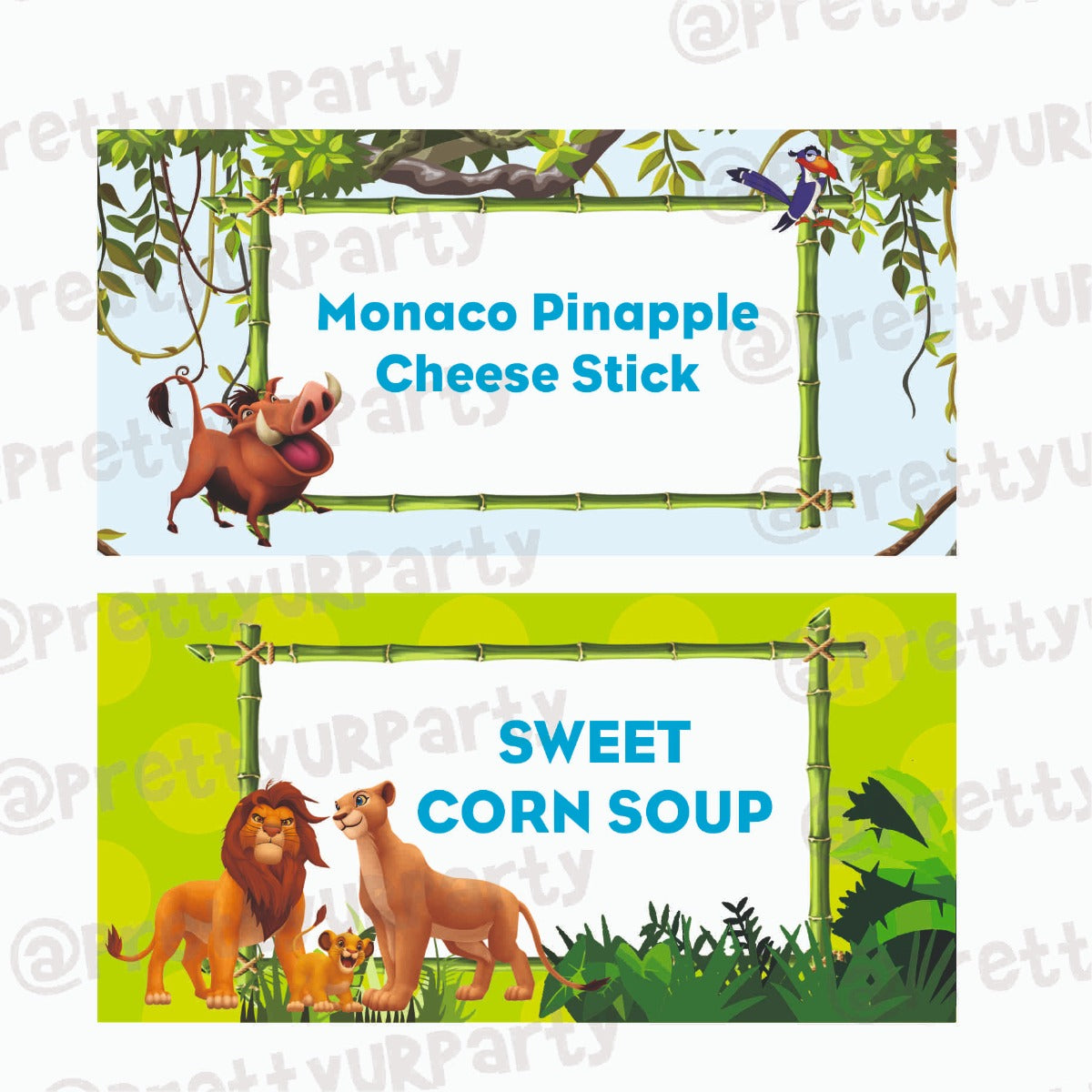 Lion King Theme Food Labels / Buffet Table Cards THEME PARTIES Pretty UR Party Default Title