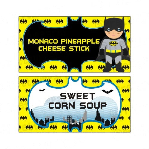 Batman Inspired Food Labels / Buffet Table Cards