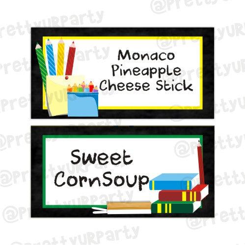 Back to School Food Labels / Buffet Table Cards THEME PARTIES Pretty UR Party Default Title