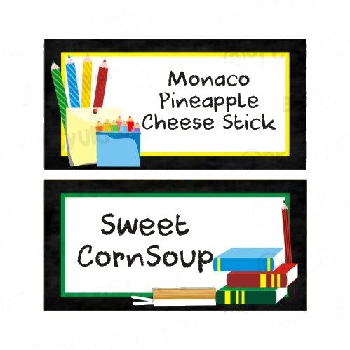 Back to School Food Labels / Buffet Table Cards