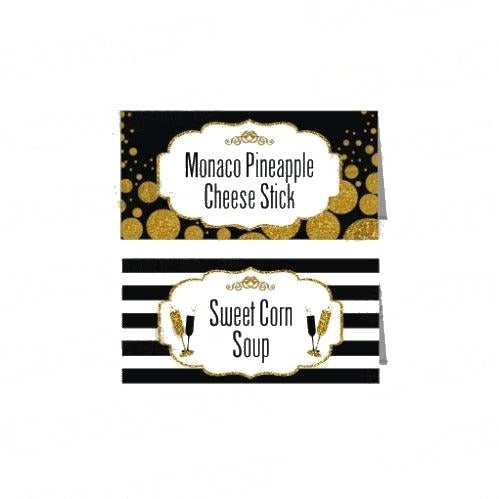 Gold and Black New Year Food Labels / Buffet Table Cards