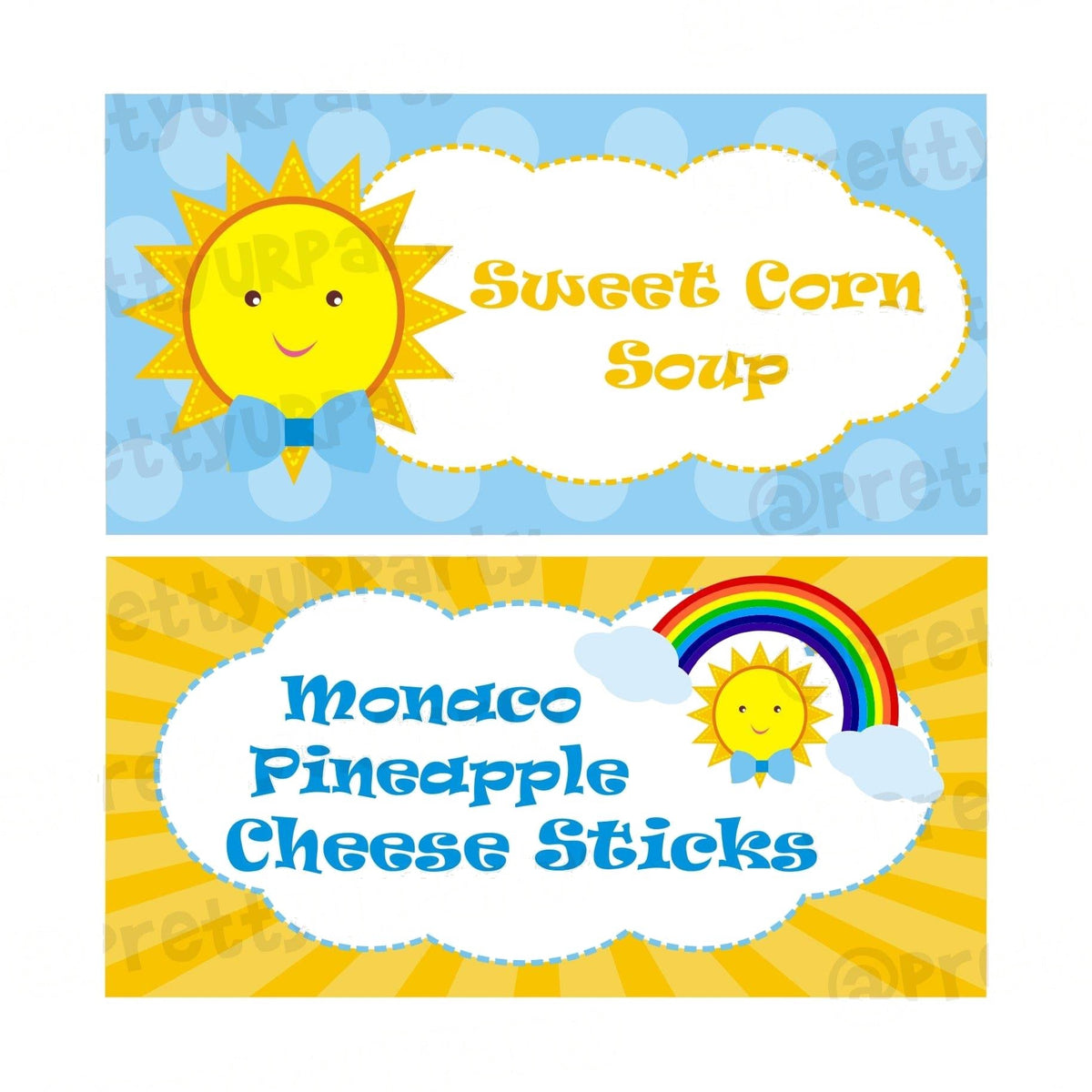 Sunshine Theme Food Labels / Buffet Table Cards — image 3