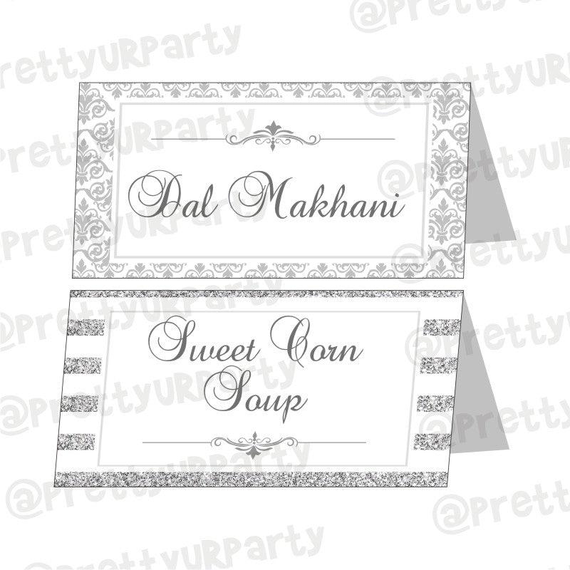 25th Anniversary Theme Food Labels / Buffet Table Cards ALL PARTY SUPPLIES Pretty UR Party