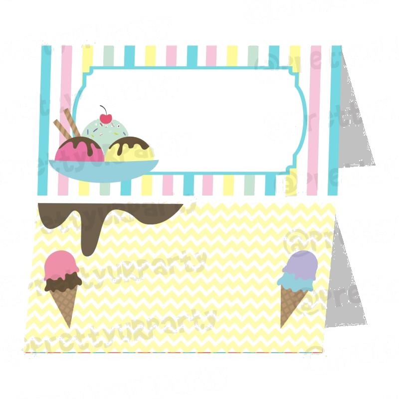 Ice Cream Theme Food Labels / Buffet Table Cards